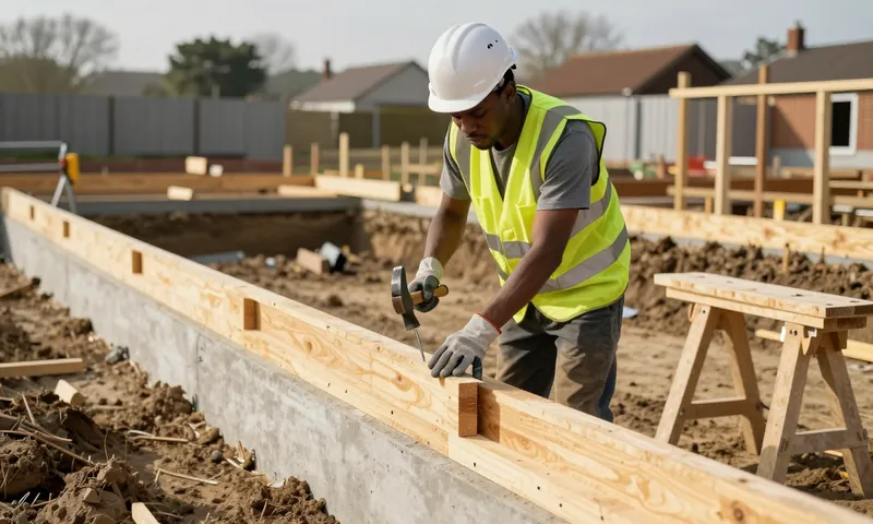 A formwork joiner fixing timber shuttering for a concrete ground beam