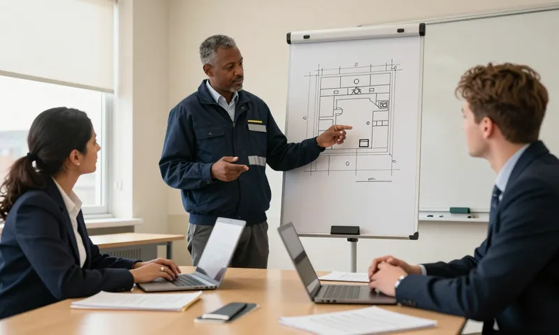 A trainer teaching two site managers in a training room