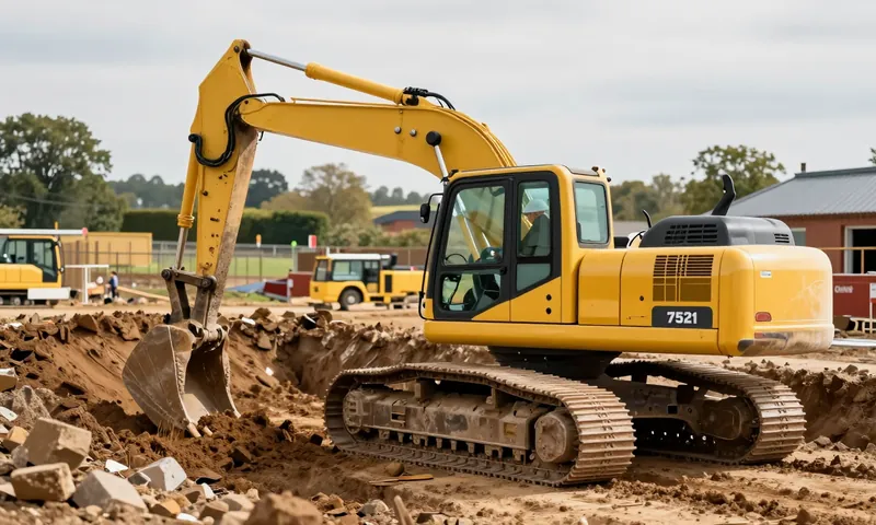 A 360 excavator digging a foundation trench