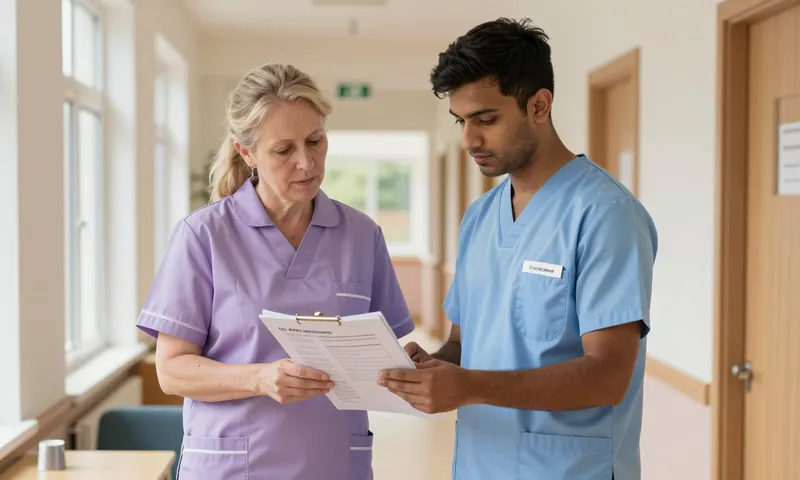 A senior carer going through a care plan with a care assistant